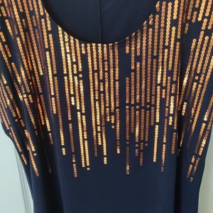 Navy sequin-pattern tee